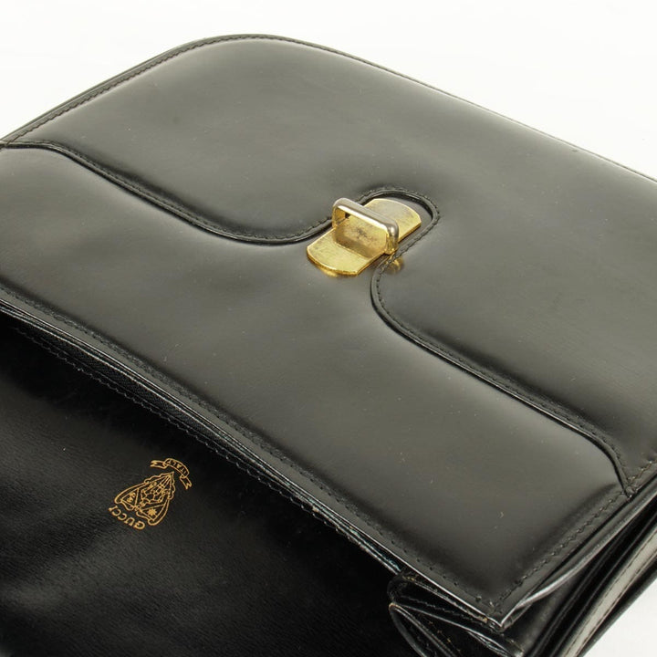 『USED』 
GUCCI グッチ 
 ショルダーバッグ 
レザー ブラック