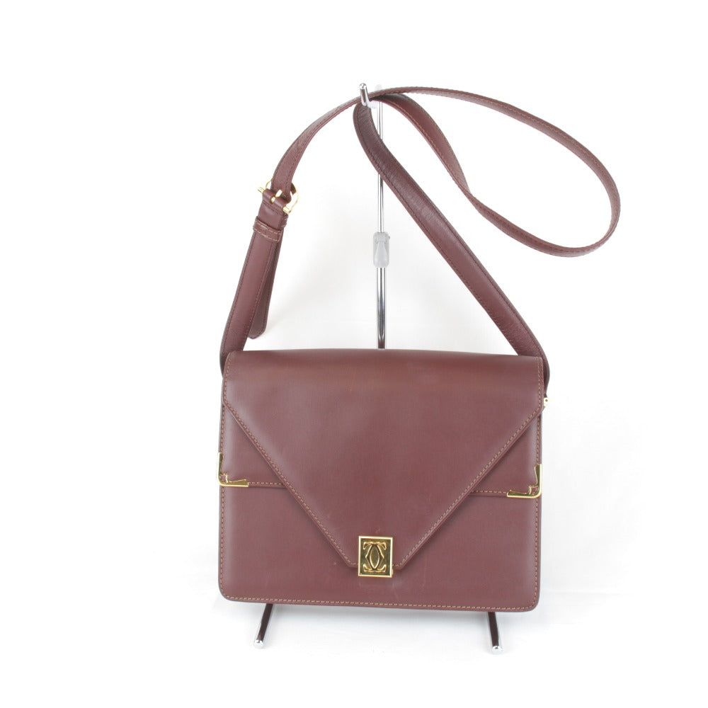 良品『USED』 
CARTIER カルティエ 
 マストライン ショルダーバッグ 
レザー レッド