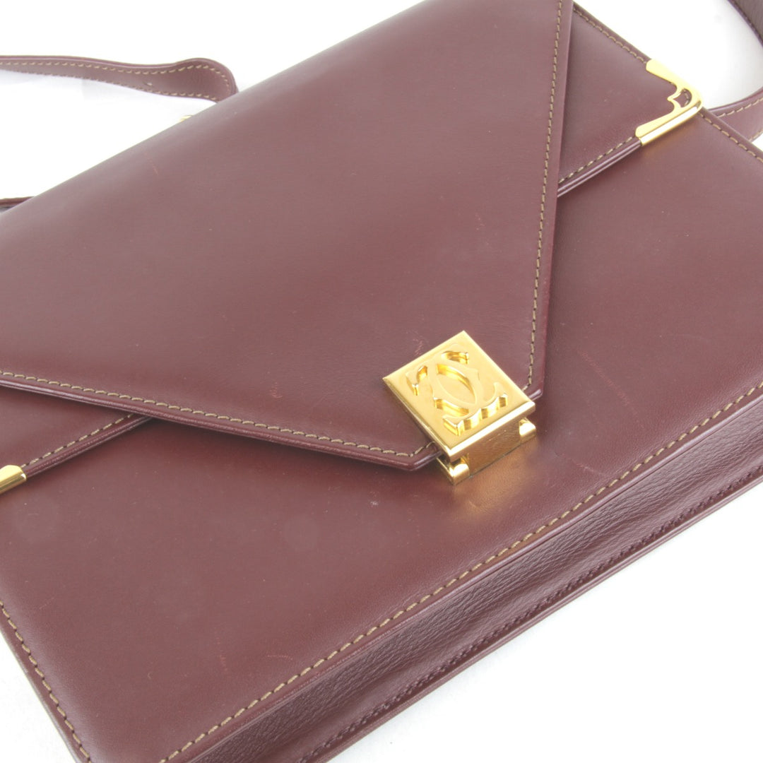 良品『USED』 
CARTIER カルティエ 
 マストライン ショルダーバッグ 
レザー レッド