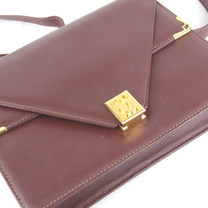 良品『USED』 
CARTIER カルティエ 
 マストライン ショルダーバッグ 
レザー レッド