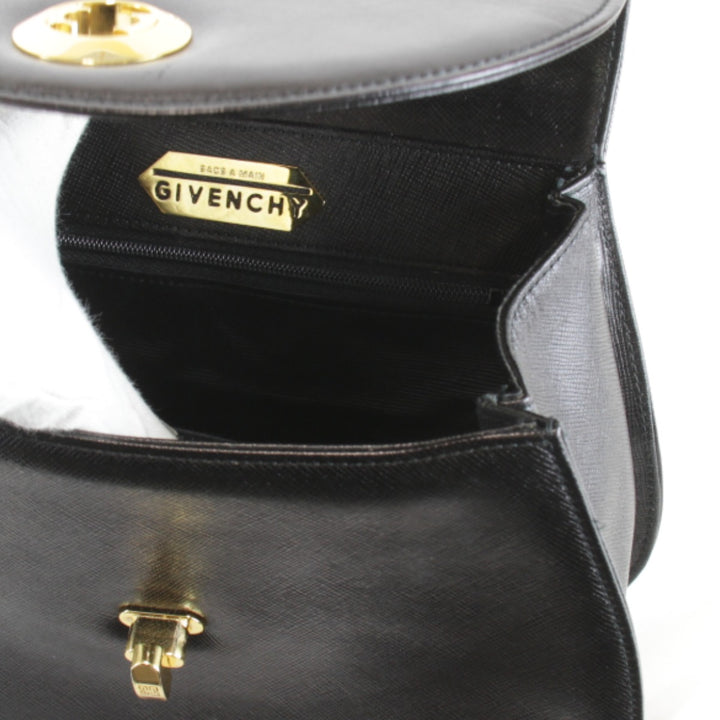 『USED』 
GIVENCHY ジバンシィ 
 ミニハンドバッグ シンプル ターンロック ハンドバッグ 
レザー ブラック