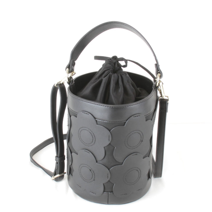 美品『USED』 
MARY QUANT マリークヮント 
 バケツ型 2way デイジー ショルダーバッグ 
レザー ブラック