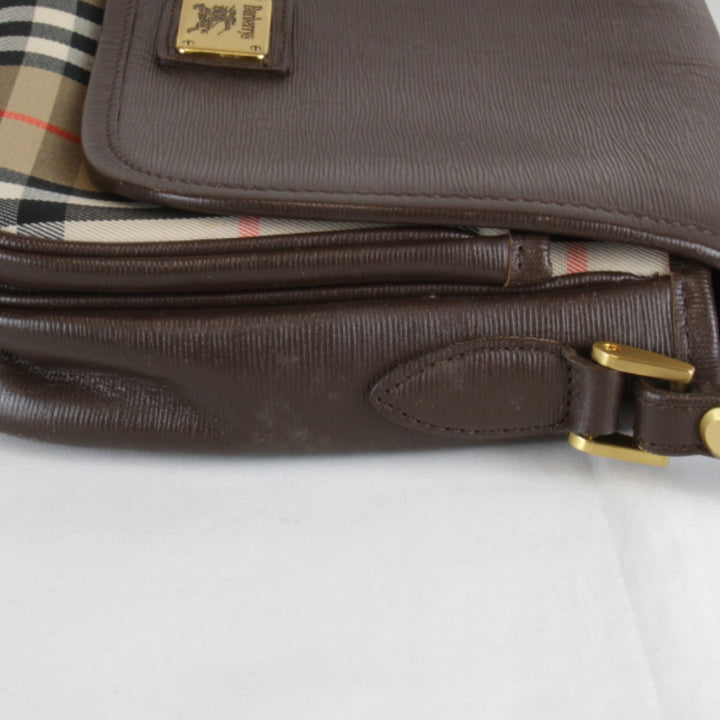 『USED』 
BURBERRY バーバリー 
 ノバチェック シャドーホース ショルダーバッグ 
レザー/キャンバス ブラウン