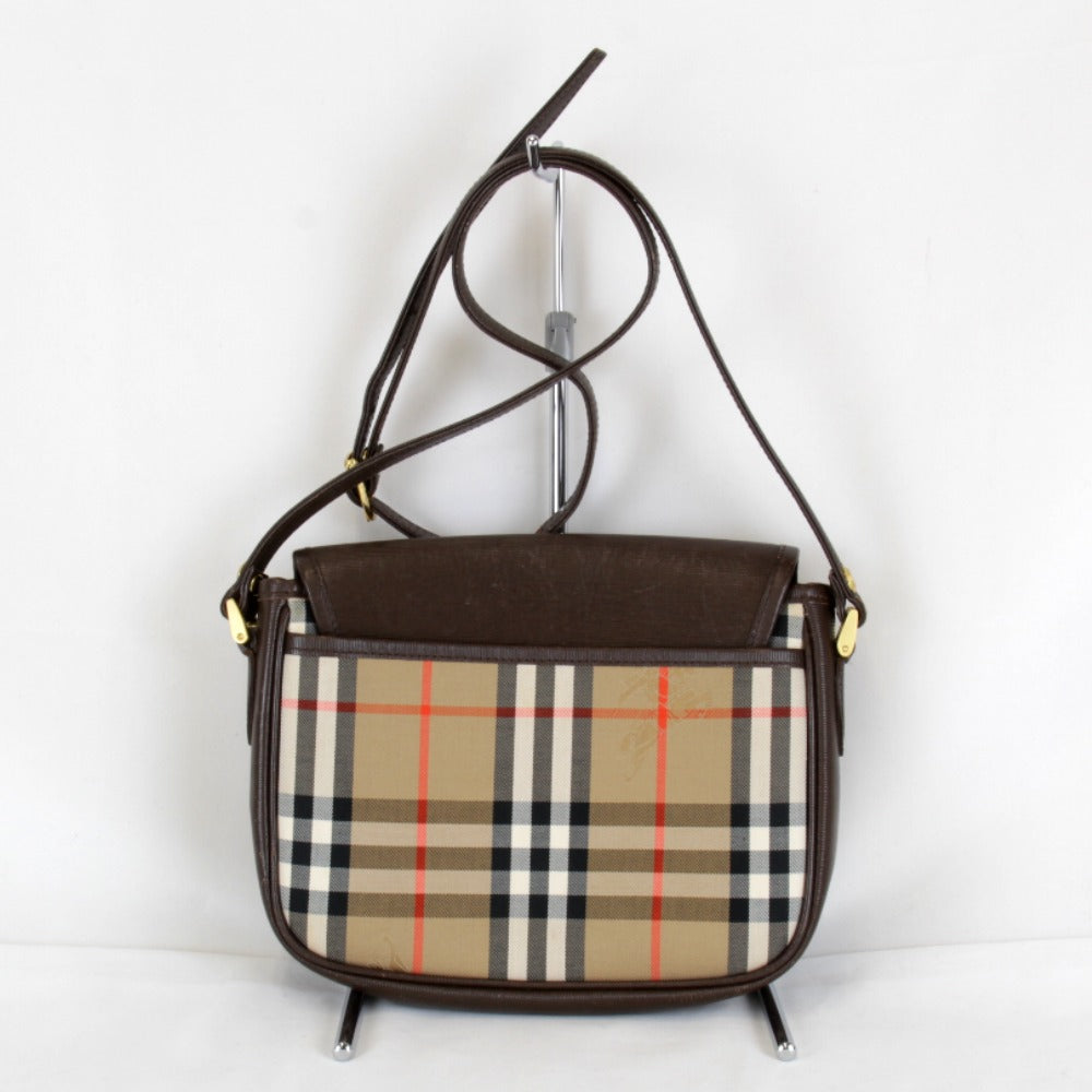 『USED』 
BURBERRY バーバリー 
 ノバチェック シャドーホース ショルダーバッグ 
レザー/キャンバス ブラウン