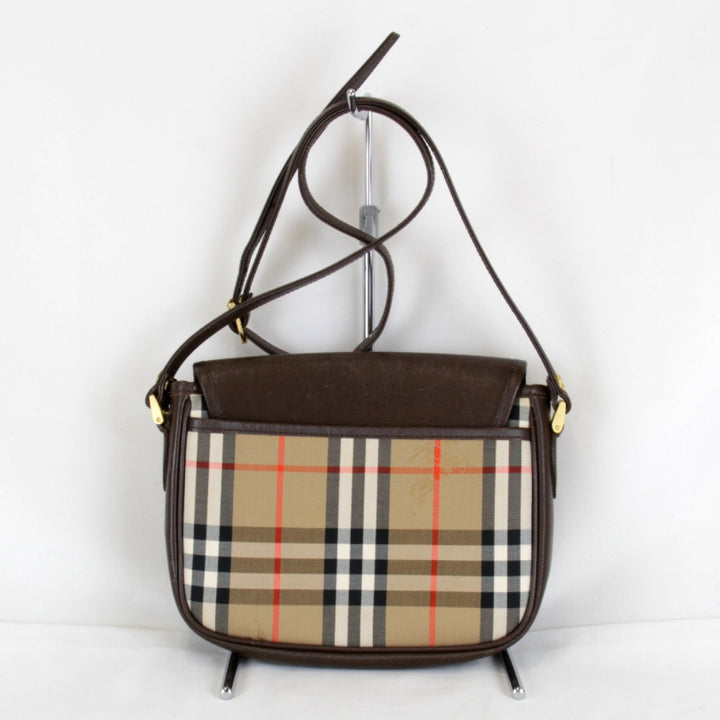『USED』 
BURBERRY バーバリー 
 ノバチェック シャドーホース ショルダーバッグ 
レザー/キャンバス ブラウン