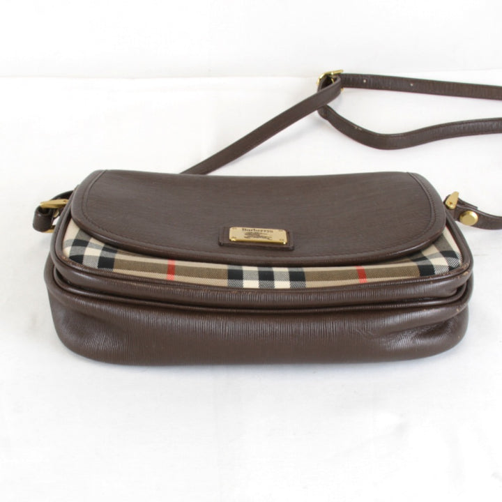 『USED』 
BURBERRY バーバリー 
 ノバチェック シャドーホース ショルダーバッグ 
レザー/キャンバス ブラウン