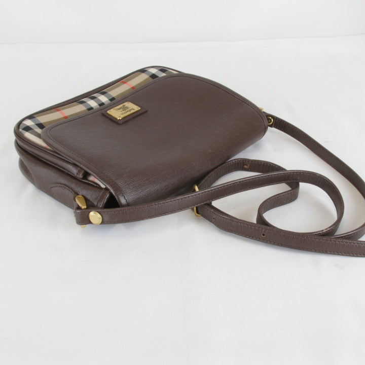 『USED』 
BURBERRY バーバリー 
 ノバチェック シャドーホース ショルダーバッグ 
レザー/キャンバス ブラウン