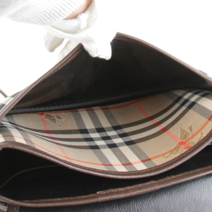 『USED』 
BURBERRY バーバリー 
 ノバチェック シャドーホース ショルダーバッグ 
レザー/キャンバス ブラウン