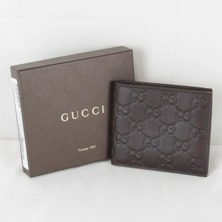美品『USED』 
GUCCI グッチ 
 箱有 145754・0416 二つ折り財布 
シマレザー ブラウン