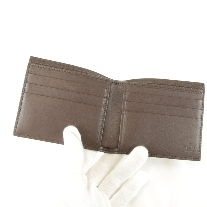美品『USED』 
GUCCI グッチ 
 箱有 145754・0416 二つ折り財布 
シマレザー ブラウン
