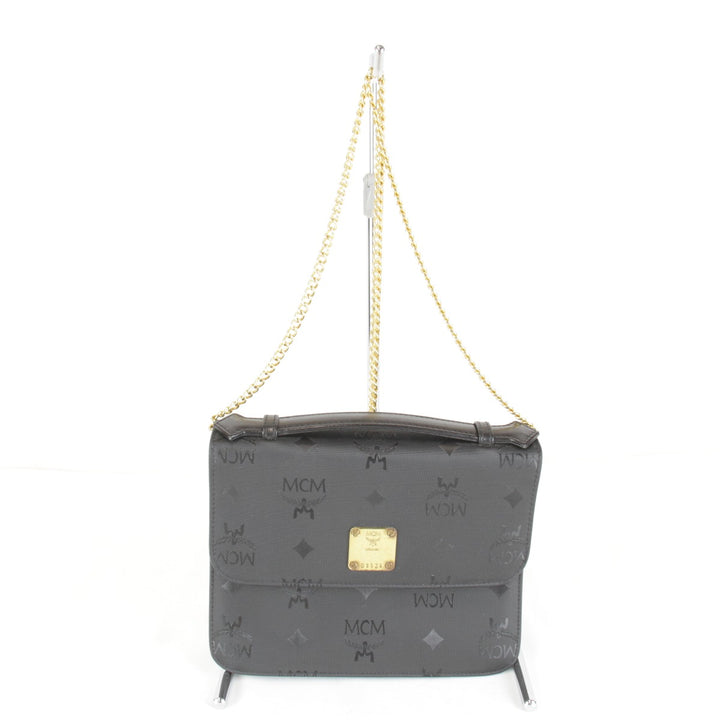 【価格改定】良品『USED』 
MCM エム・シー・エム 
 ヴィセトス 2way チェーン ショルダーバッグ 
PVC ブラック
