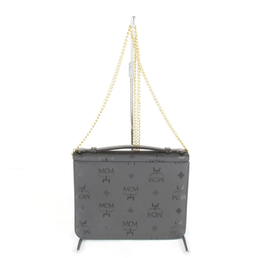 【価格改定】良品『USED』 
MCM エム・シー・エム 
 ヴィセトス 2way チェーン ショルダーバッグ 
PVC ブラック
