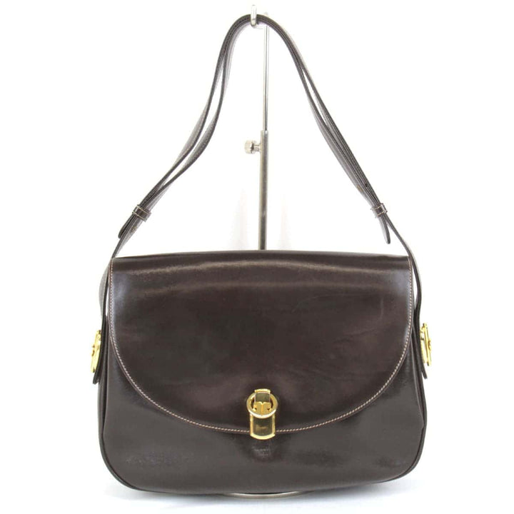『USED』 
GUCCI グッチ 
 オールドグッチ ショルダーバッグ 
レザー ダークブラウン