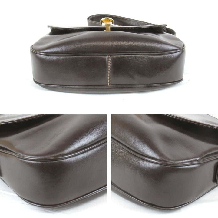 『USED』 
GUCCI グッチ 
 オールドグッチ ショルダーバッグ 
レザー ダークブラウン
