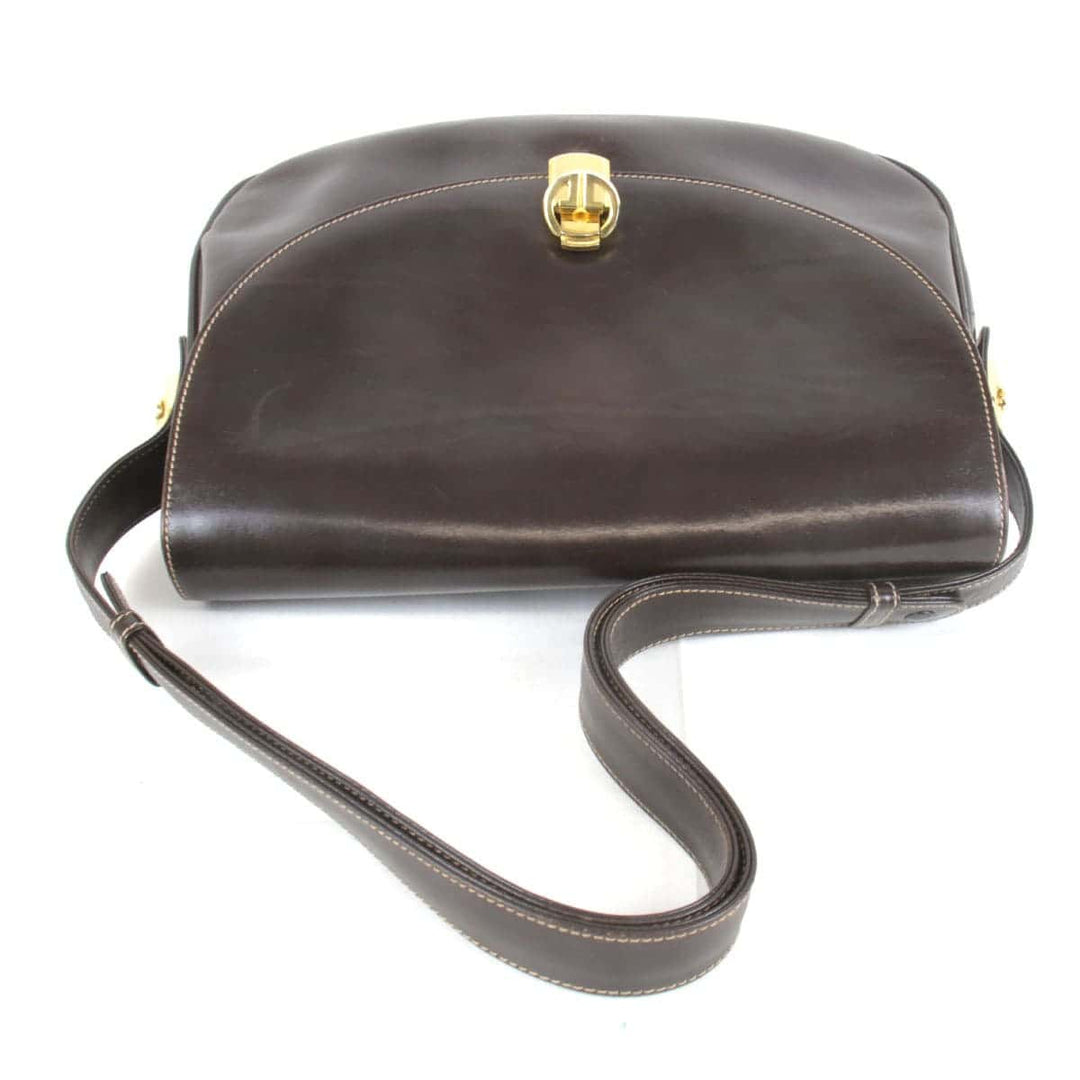 『USED』 
GUCCI グッチ 
 オールドグッチ ショルダーバッグ 
レザー ダークブラウン