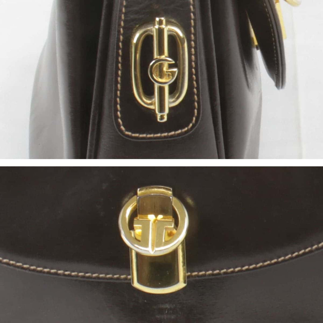 『USED』 
GUCCI グッチ 
 オールドグッチ ショルダーバッグ 
レザー ダークブラウン