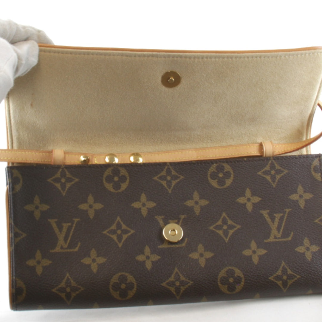 良品『USED』 
LOUIS VUITTON ルイ・ヴィトン 
 ポシェットツインGM M51852 ショルダーバッグ 
モノグラムキャンバス ブラウン