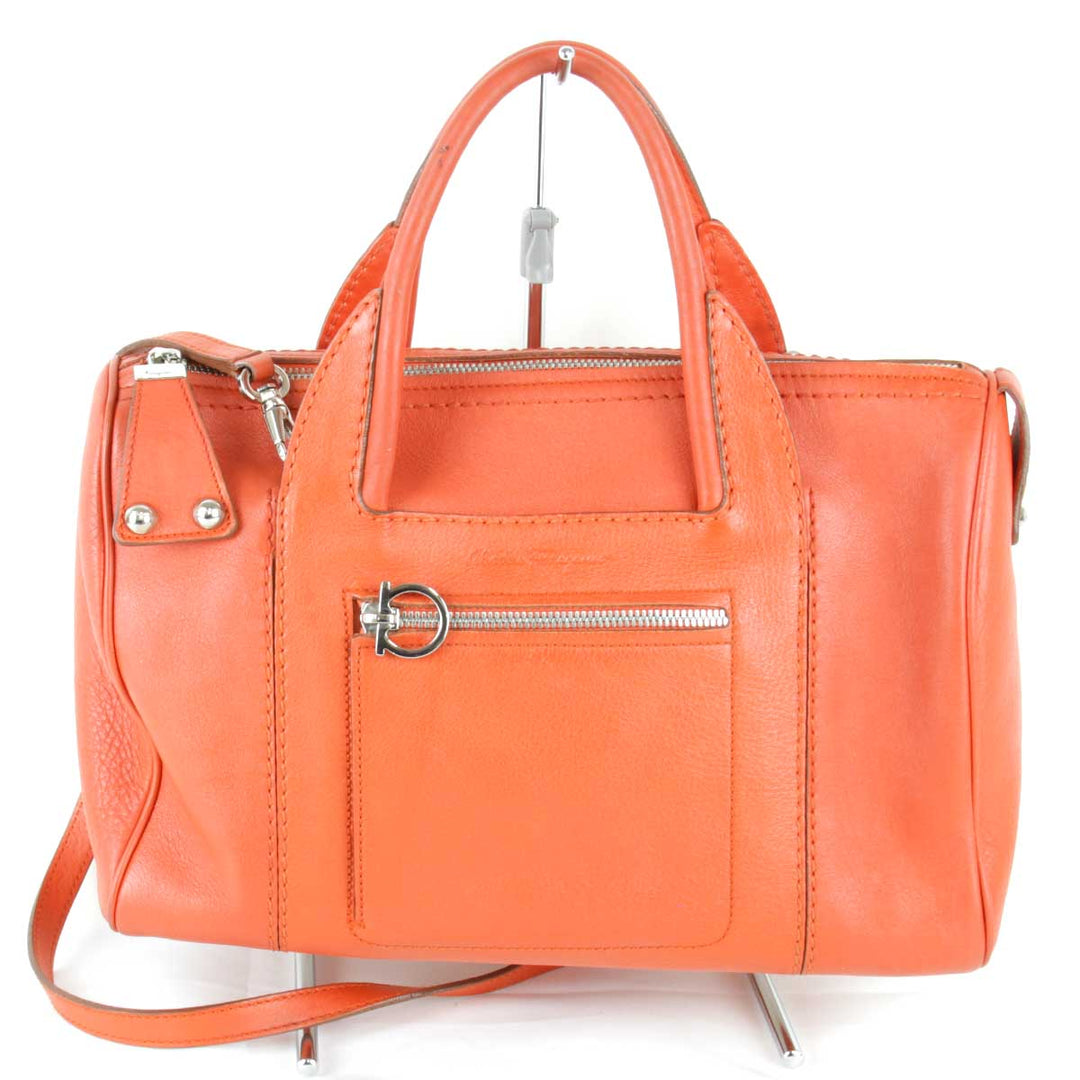 『USED』 
Salvatore Ferragamo フェラガモ 
 AU21 002404 ミニボストンバッグ 
レザー レッド