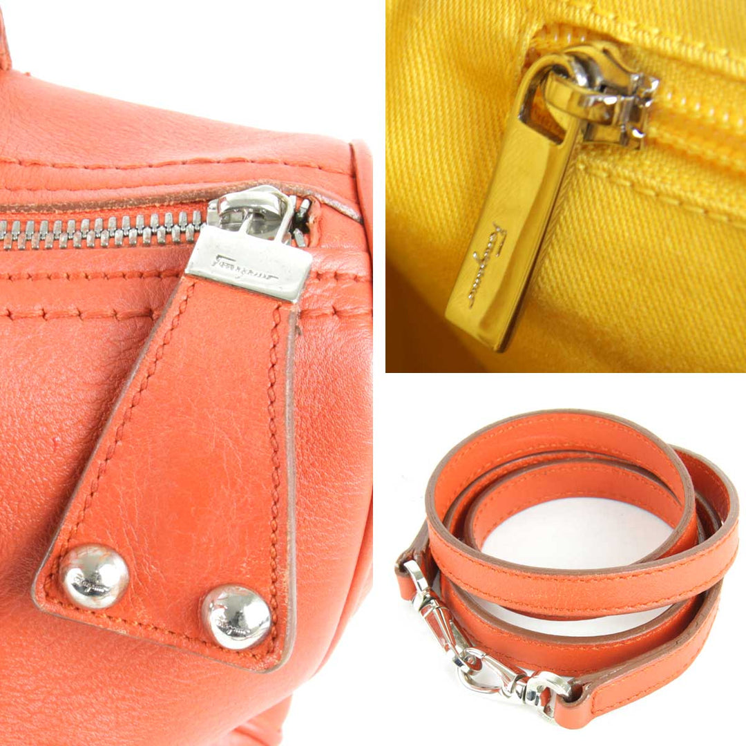『USED』 
Salvatore Ferragamo フェラガモ 
 AU21 002404 ミニボストンバッグ 
レザー レッド