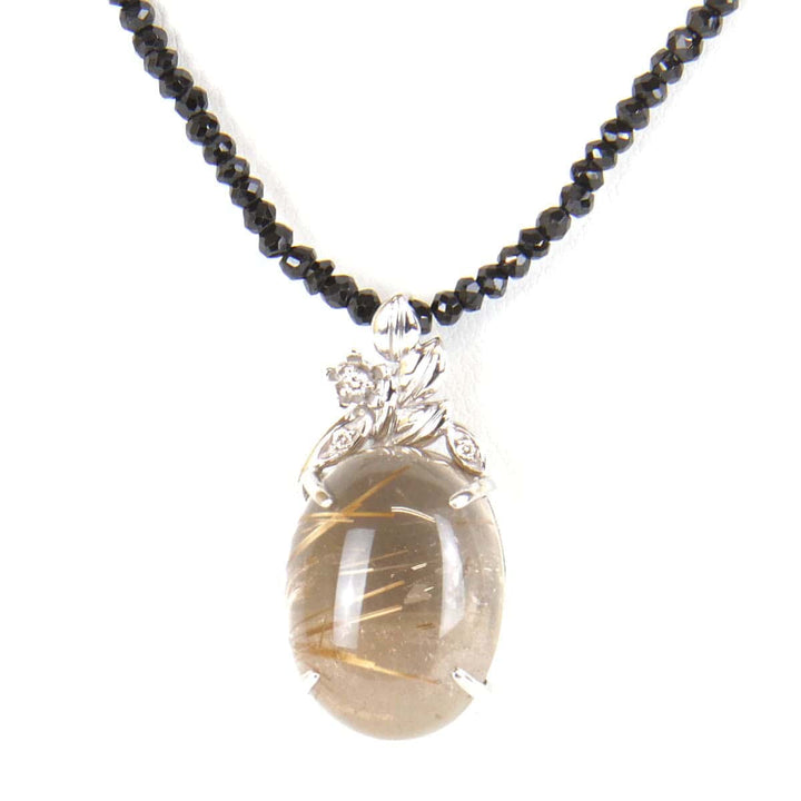 美品『USED』 K18WG/ダイヤモンド /ルチルクォーツ 
ネックレス
 ルチルクォーツ 20.6 12.5g