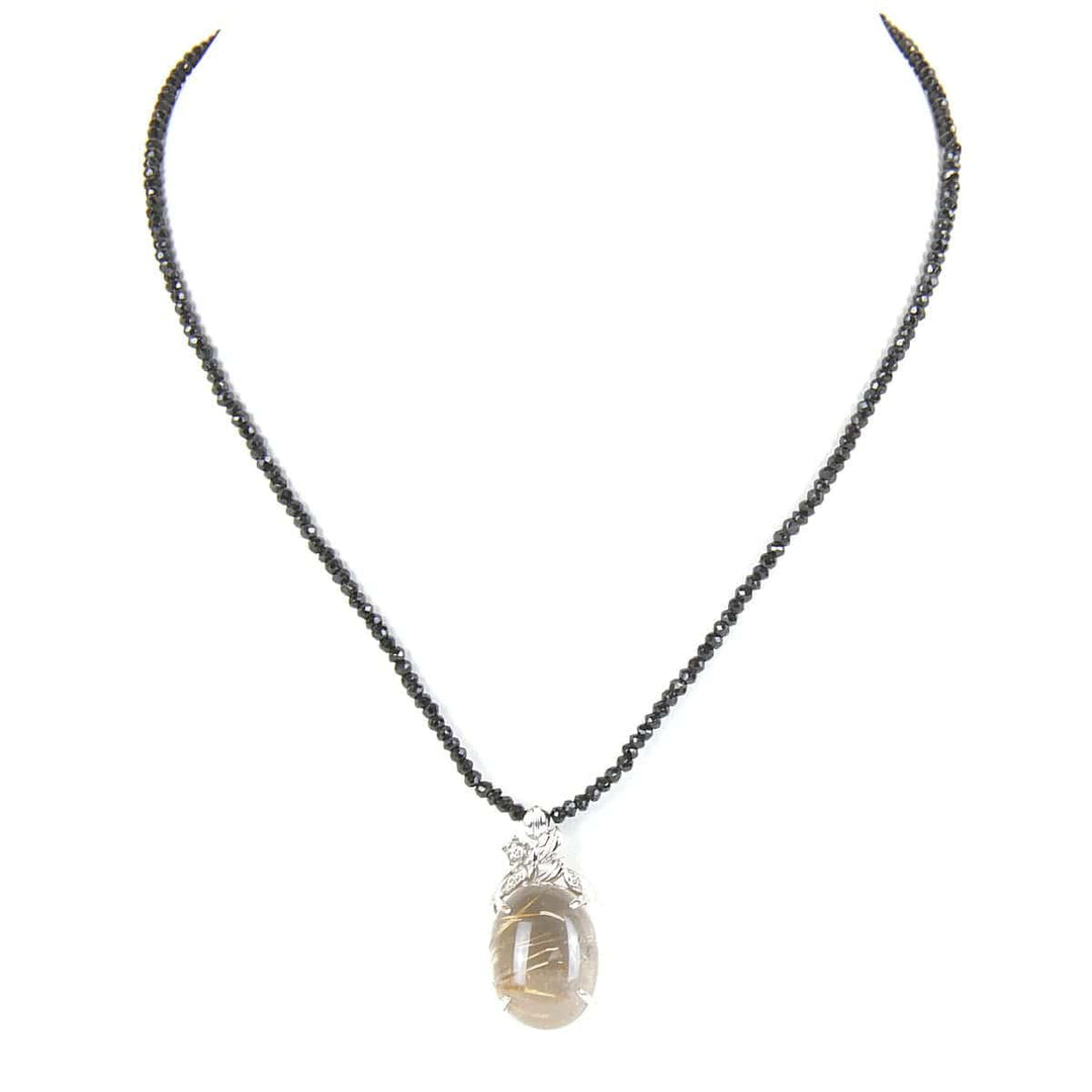 美品『USED』 K18WG/ダイヤモンド /ルチルクォーツ 
ネックレス
 ルチルクォーツ 20.6 12.5g