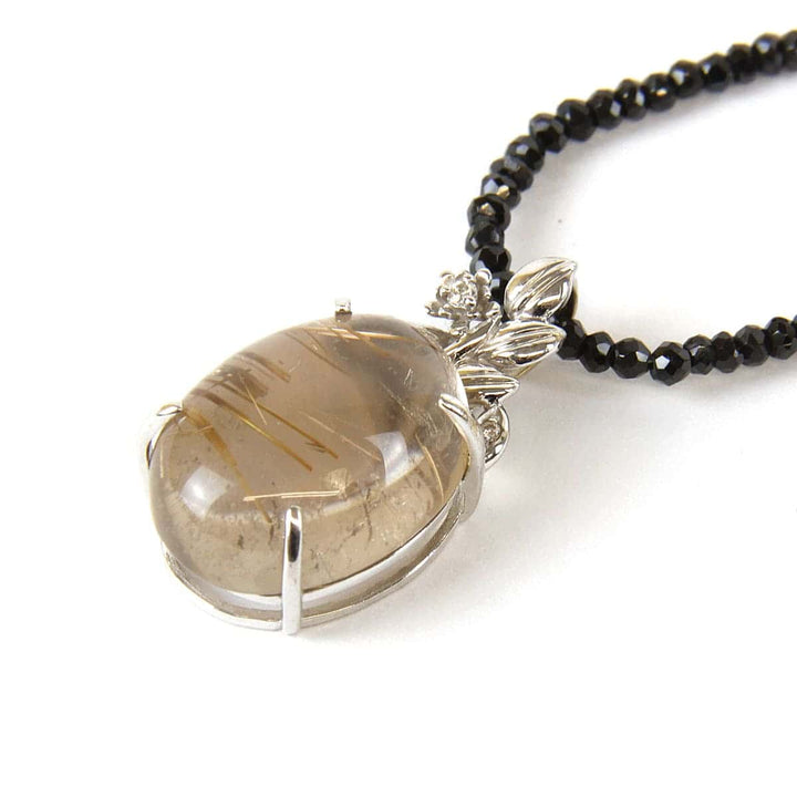 美品『USED』 K18WG/ダイヤモンド /ルチルクォーツ 
ネックレス
 ルチルクォーツ 20.6 12.5g