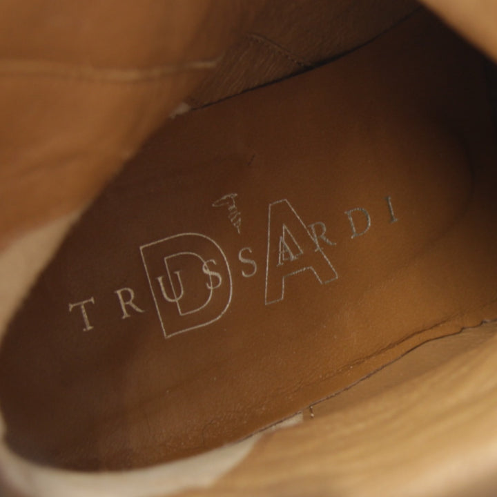 『USED』 
TRUSSARDI トラサルディ 
 ファー付きショート ブーツ 
レザー ブラック
