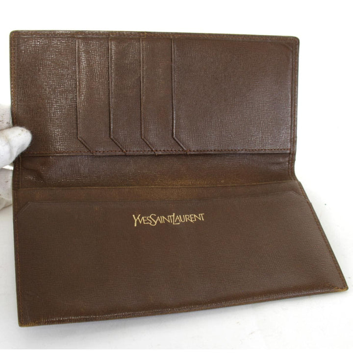 『USED』 
YVES SAINT LAURENT イヴ・サンローラン 
 札入れ 
レザー ブラウン