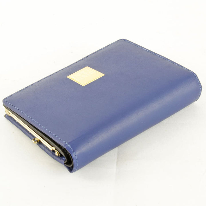 良品『USED』 
Enrico Coveri エンリコ・コベリ 
 二つ折り財布 
レザー ブルー×ゴールド