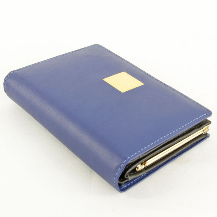 良品『USED』 
Enrico Coveri エンリコ・コベリ 
 二つ折り財布 
レザー ブルー×ゴールド