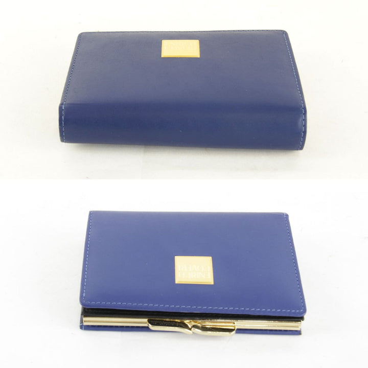 良品『USED』 
Enrico Coveri エンリコ・コベリ 
 二つ折り財布 
レザー ブルー×ゴールド