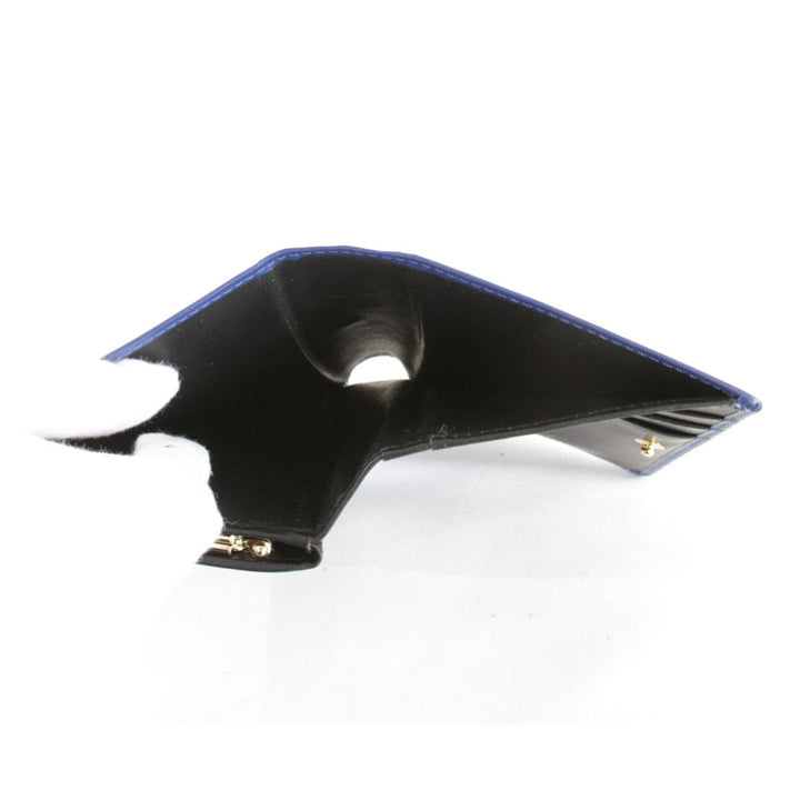 良品『USED』 
Enrico Coveri エンリコ・コベリ 
 二つ折り財布 
レザー ブルー×ゴールド