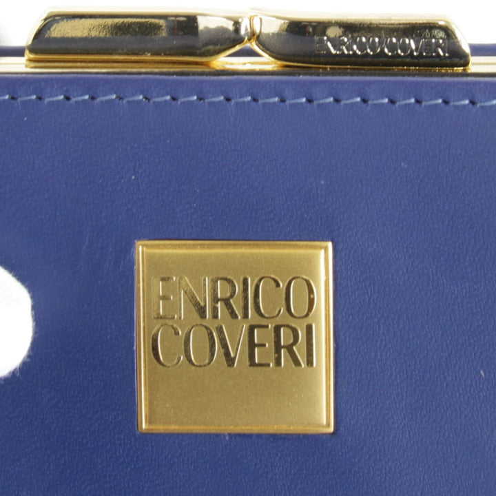 良品『USED』 
Enrico Coveri エンリコ・コベリ 
 二つ折り財布 
レザー ブルー×ゴールド