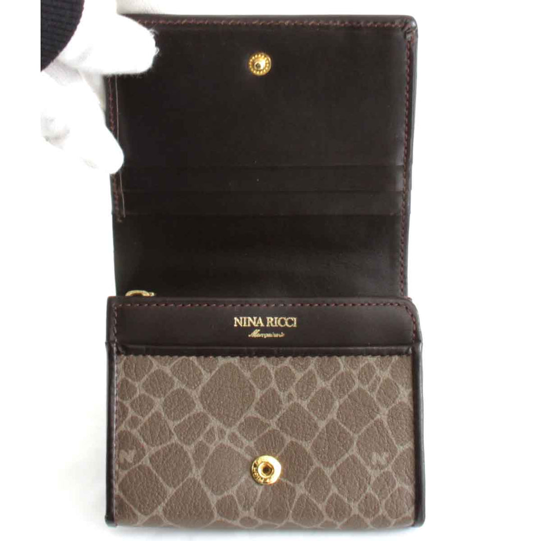 『USED』 
NINA RICCI ニナリッチ 
 ジラフ柄 二つ折り財布 
レザー ブラウン