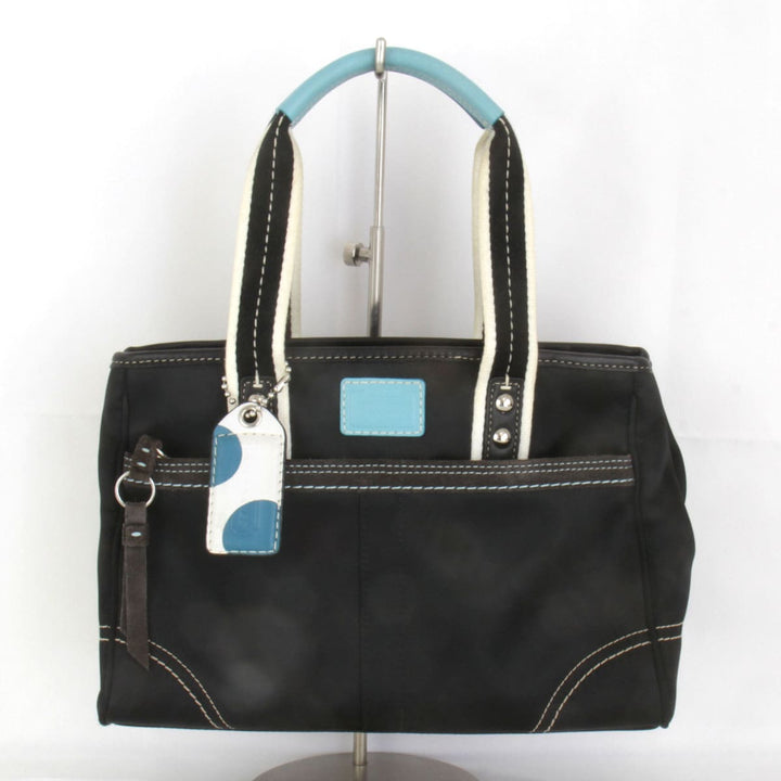 『USED』 
COACH コーチ 
 ハンプトンズ ウイークエンド F11992 ハンドバッグ 
ナイロン ブラック×ブルー