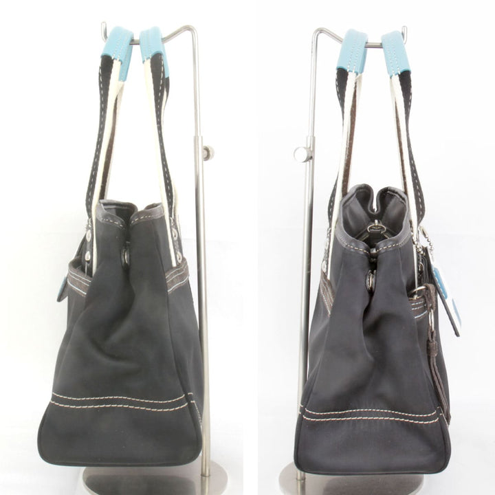 『USED』 
COACH コーチ 
 ハンプトンズ ウイークエンド F11992 ハンドバッグ 
ナイロン ブラック×ブルー