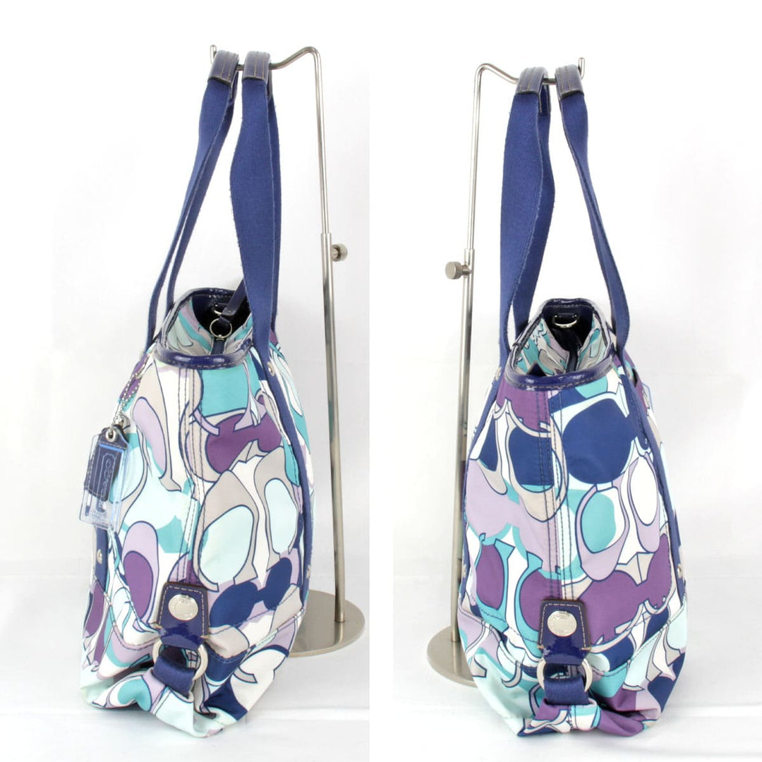 『USED』 
COACH コーチ 
 デイジースカーフプリント　2way F17178 トートバッグ 
ナイロン ブルー