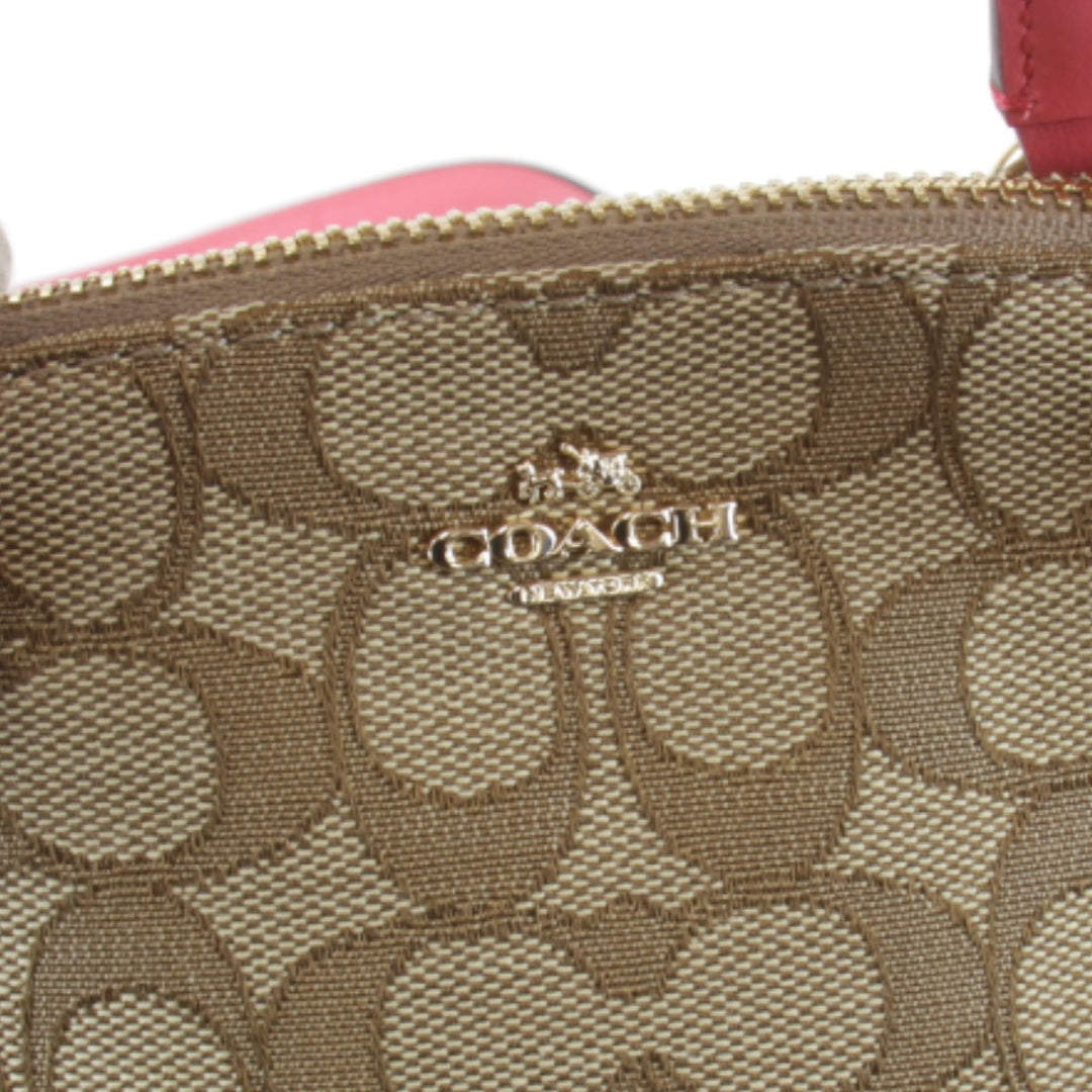 美品『USED』 
COACH コーチ 
 シグネチャー F57830 ショルダーバッグ 
キャンバス/レザー ベージュ×ピンク
