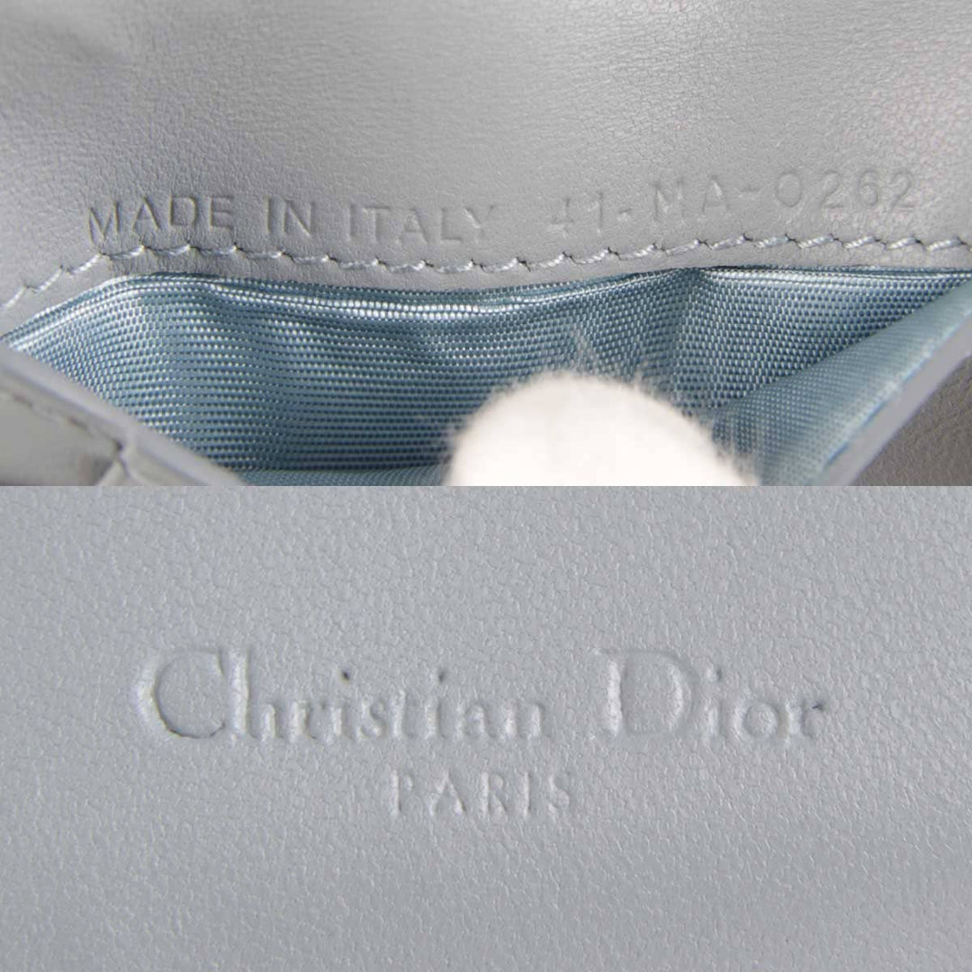 『USED』 
Christian Dior クリスチャンディオール 
 カナージュ ロータスウォレット 41-MA-0262 三つ折り財布 
ラムスキン ライトブルー