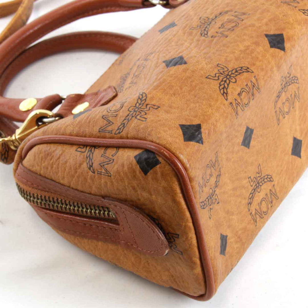 『USED』 
MCM エム・シー・エム 
 2way ミニボストン ショルダーバッグ 
レザー ブラウン