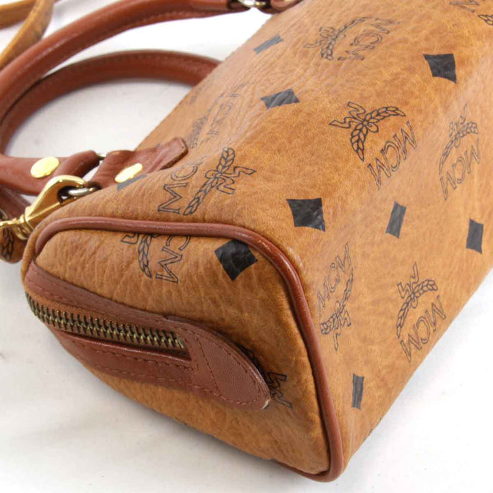 『USED』 
MCM エム・シー・エム 
 2way ミニボストン ショルダーバッグ 
レザー ブラウン