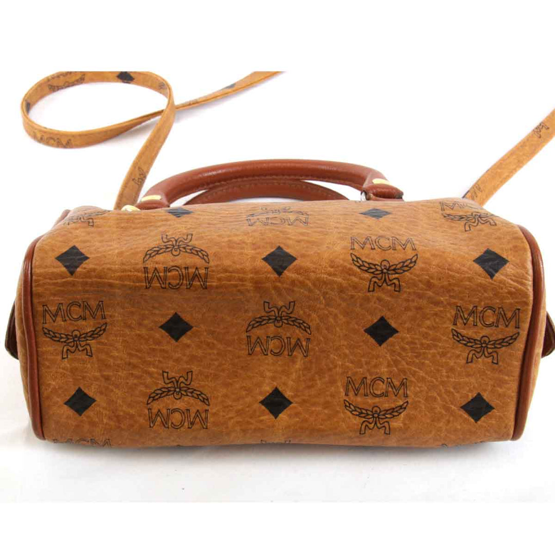 『USED』 
MCM エム・シー・エム 
 2way ミニボストン ショルダーバッグ 
レザー ブラウン
