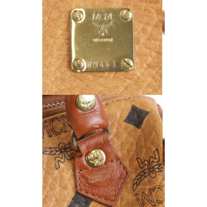 『USED』 
MCM エム・シー・エム 
 2way ミニボストン ショルダーバッグ 
レザー ブラウン