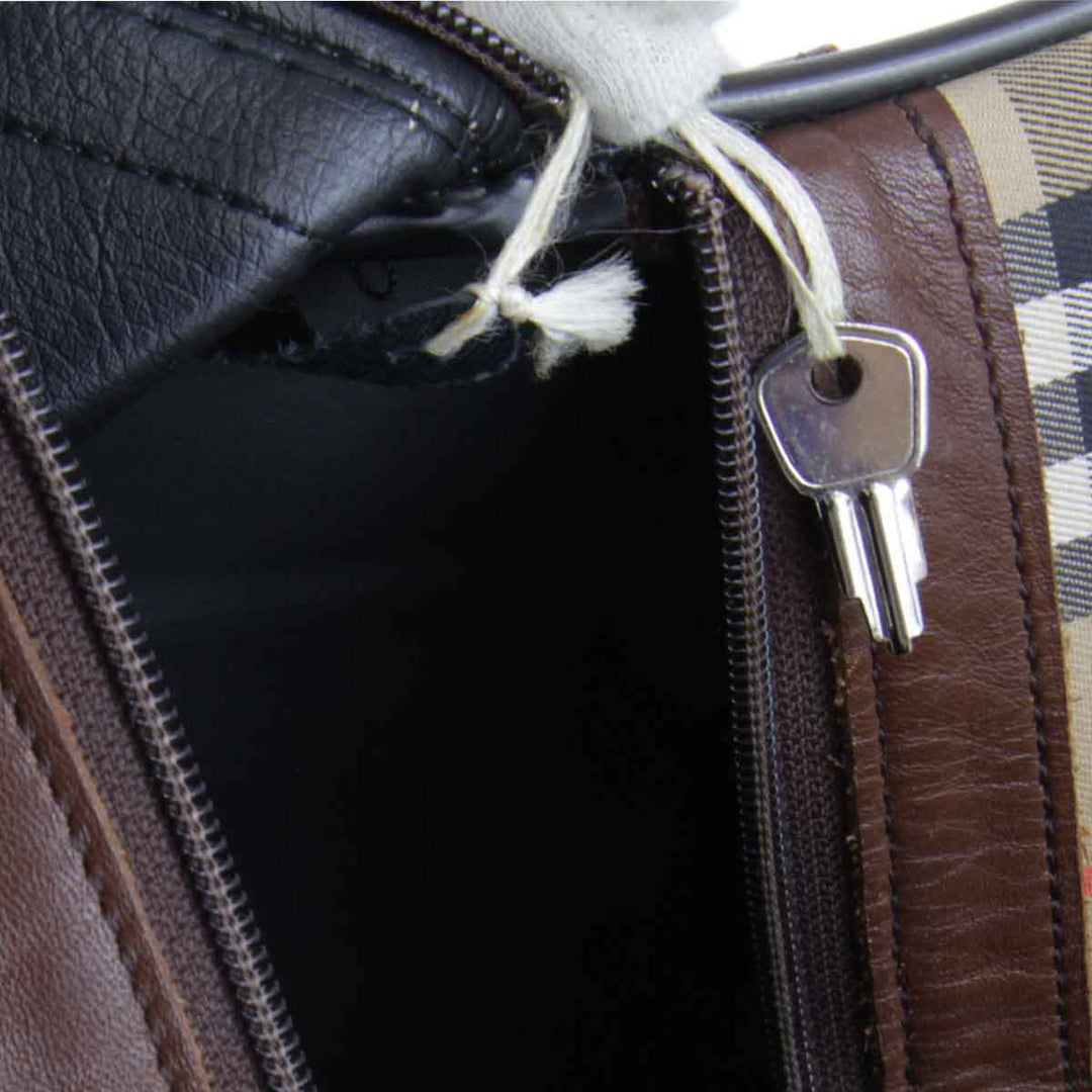 『USED』 
BURBERRY バーバリー 
 ノバチェック ボストンバッグ 
キャンバス ブラウン