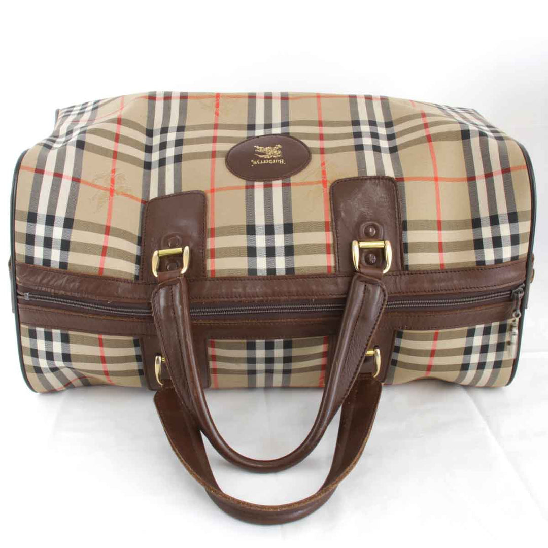 『USED』 
BURBERRY バーバリー 
 ノバチェック ボストンバッグ 
キャンバス ブラウン