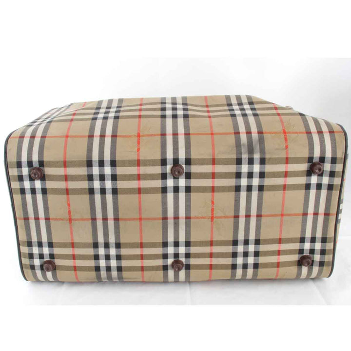 『USED』 
BURBERRY バーバリー 
 ノバチェック ボストンバッグ 
キャンバス ブラウン