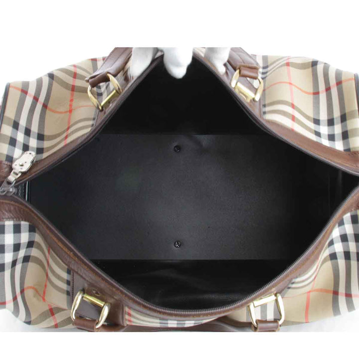 『USED』 
BURBERRY バーバリー 
 ノバチェック ボストンバッグ 
キャンバス ブラウン
