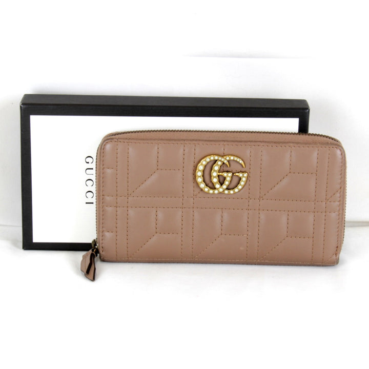 【価格改定】『USED』 
GUCCI グッチ 
 GGマーモント ラウンドジップ 443123・0959 長財布 
レザー ブラウン