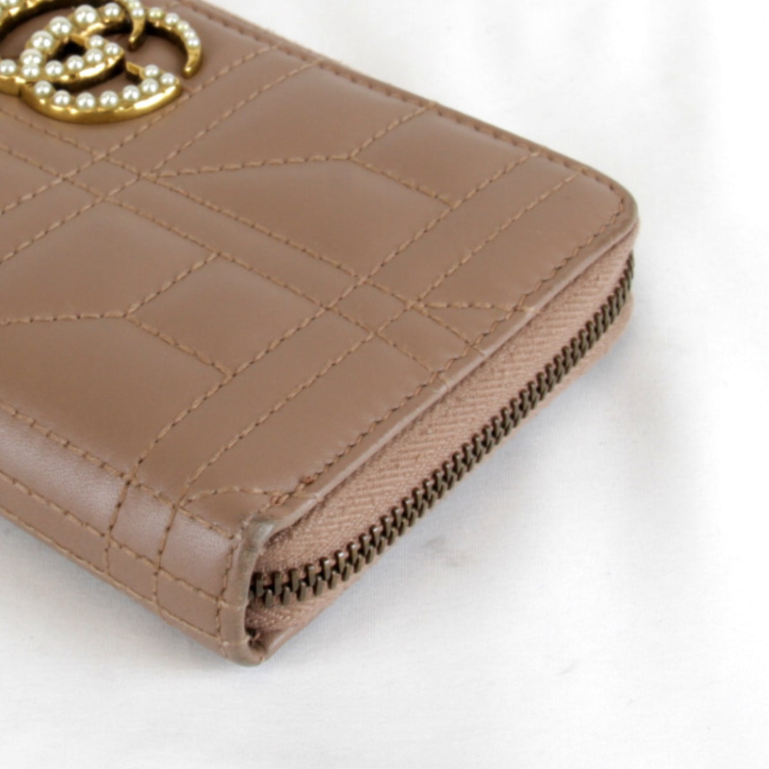 【価格改定】『USED』 
GUCCI グッチ 
 GGマーモント ラウンドジップ 443123・0959 長財布 
レザー ブラウン