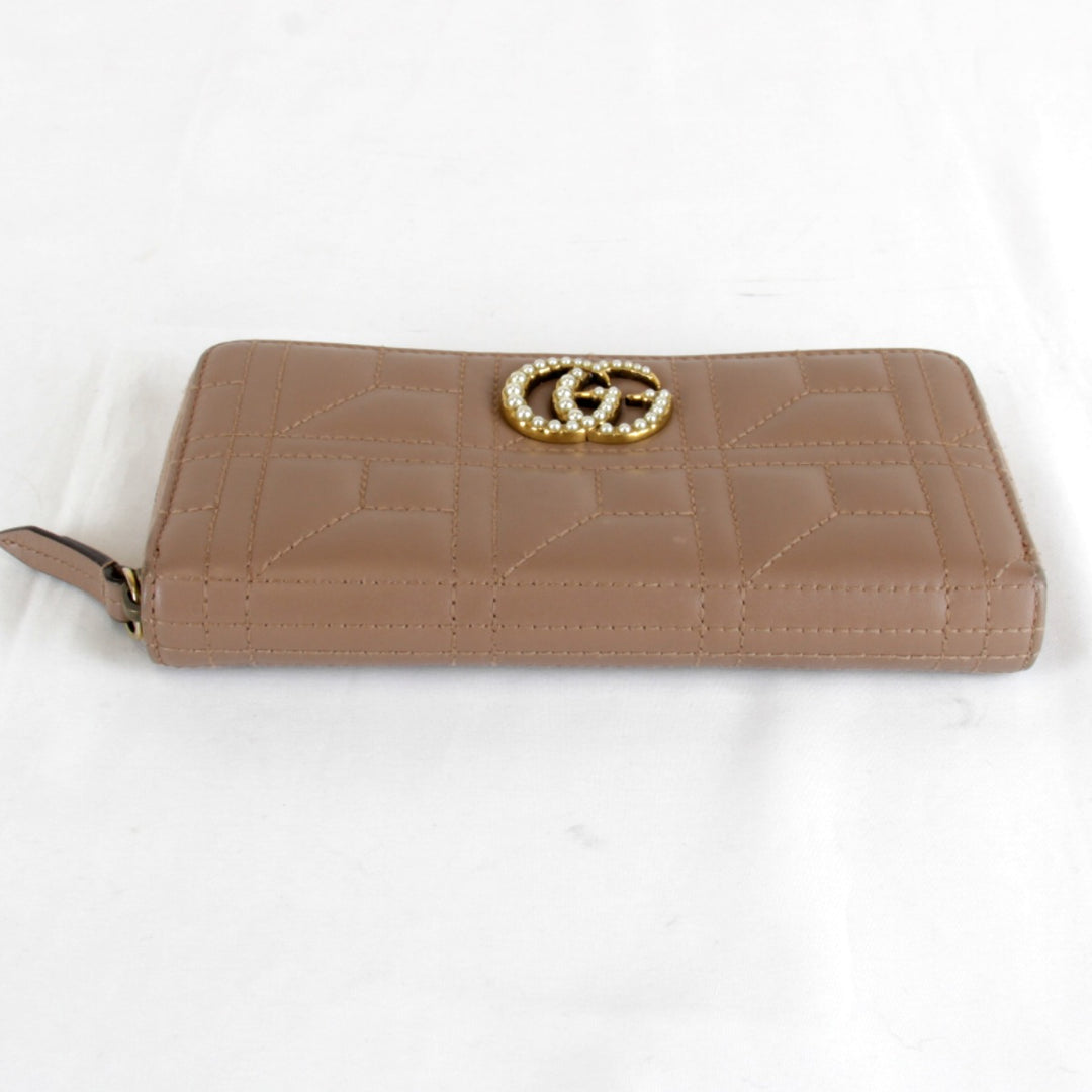 【価格改定】『USED』 
GUCCI グッチ 
 GGマーモント ラウンドジップ 443123・0959 長財布 
レザー ブラウン